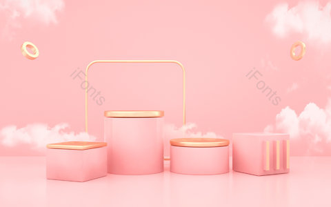 C4D 创意空间 粉色 浪漫 大气 简约 产品展台 美妆个护