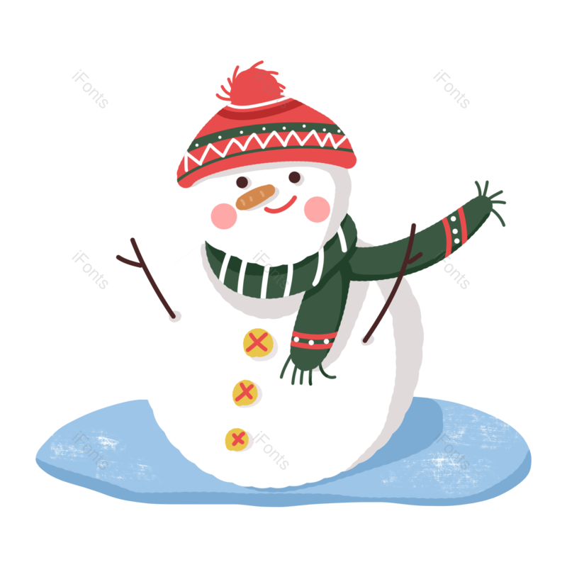 装饰元素图片,雪人元素,圣诞节PNG,卡通手绘免抠素材