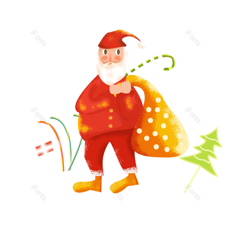 圣诞老人图片,礼物元素,手绘PNG,圣诞节免抠素材