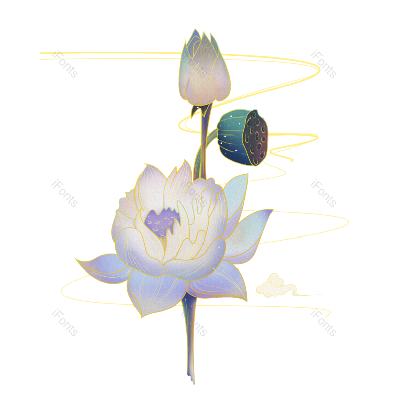 复古图片,中国风元素,梦幻PNG,莲花免抠素材