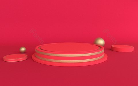 红色 圣诞 舞台 C4D 背景 喜庆 喜庆背景