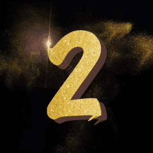数字2 质感 PNG 立体 金色