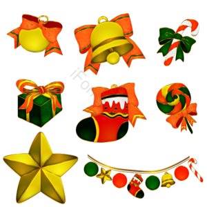 圣诞 铃铛 礼物 袜子 星星 圣诞树装饰 ai 矢量元素