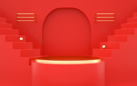 C4D 创意 空间感 立体 几何 楼梯 电商海报 淘宝