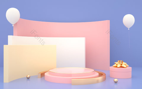 C4D 立体 空间 创意 展台 清新 简约 海报背景