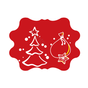 圣诞节 圣诞装饰 卡片 线描图标 礼物卡 圣诞树 红色装饰