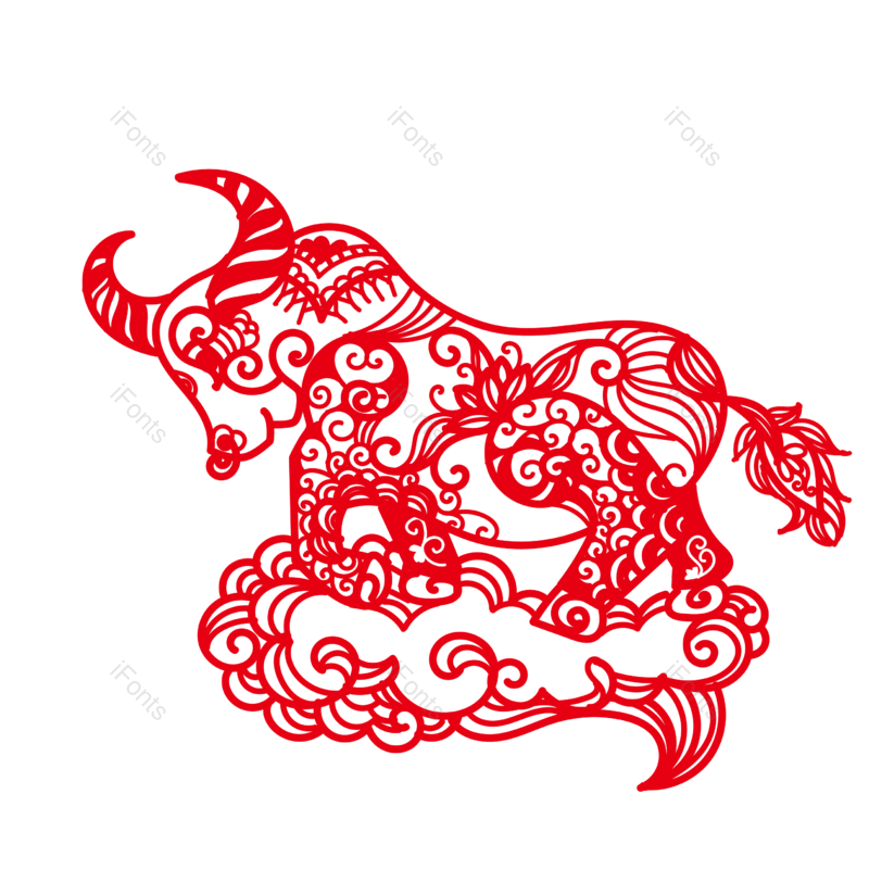 矢量素材图片,年货节元素,剪纸风格PNG,红色免抠素材