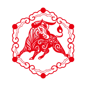 国风 红色 新年 剪纸风 牛 矢量素材 牛年