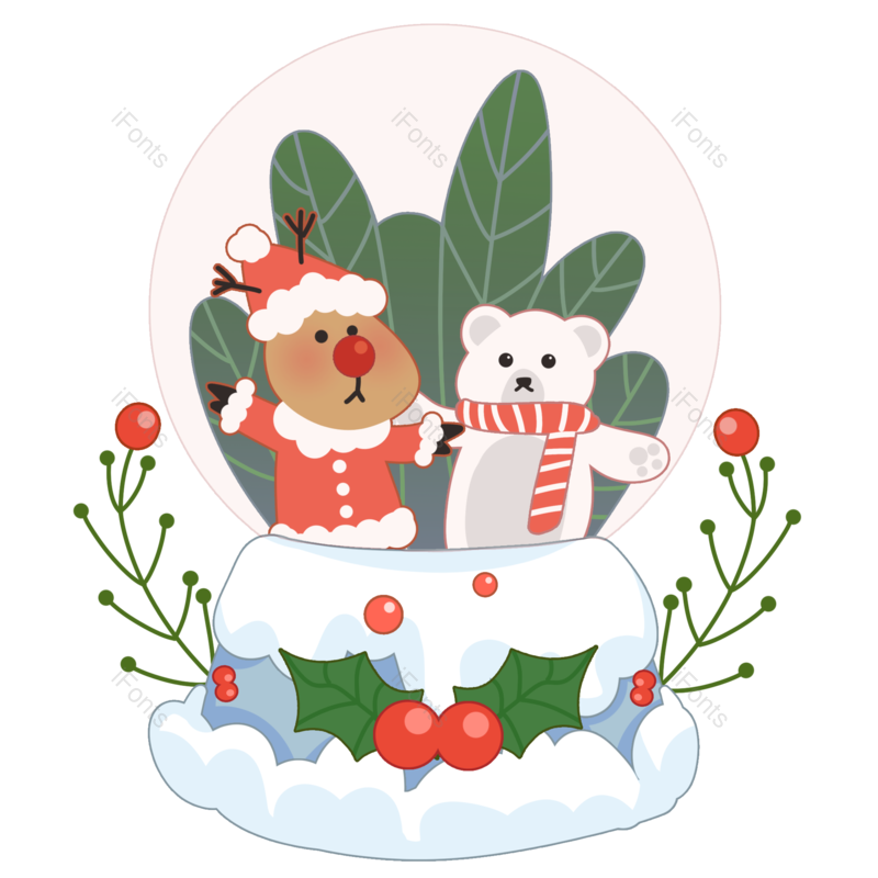 麋鹿图片,水晶球元素,圣诞节PNG,可爱免抠素材