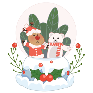 圣诞节 水晶球 麋鹿 白熊 可爱