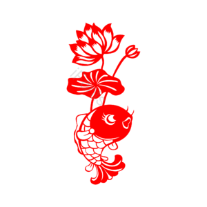 剪纸 中国剪纸 手绘剪纸 鱼剪纸 荷花剪纸