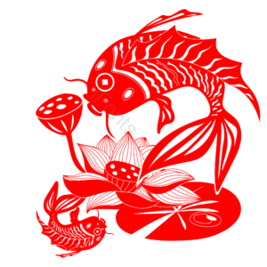新年 剪纸风格 AI 矢量元素 锦鲤
