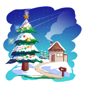 圣诞节 圣诞树 下雪 房子 西方节日