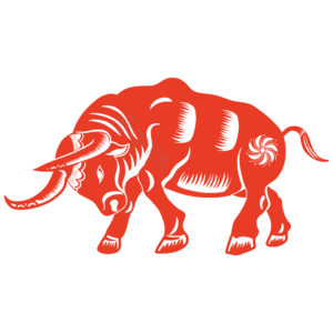 剪纸风 牛 牛年 红色 花纹 2021