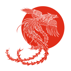 剪纸风 凤凰飞天 太阳 红色 神兽