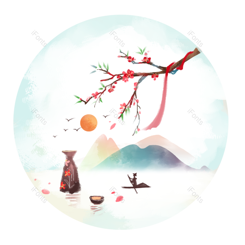 水墨图片,中国风元素,山水PNG,春季免抠素材