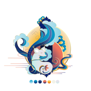 国风金线 剪纸叠加 十二生 鼠 矢量素材