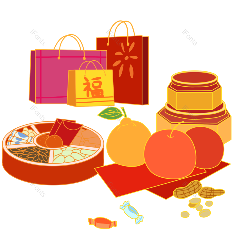 送礼图片,过年元素,年货PNG,年货节免抠素材