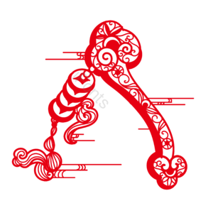 新年 红色 剪纸 如意 铜钱 矢量元素