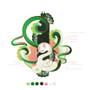 国风金线 剪纸叠加 十二生肖 蛇 矢量素材