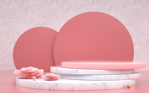 C4D 粉色 清新 简约 产品展台 空间 背景图 banner