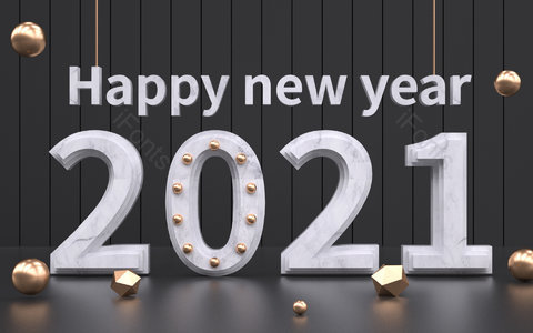 C4D 新年 元旦 2021 黑金 大气 2021海报背景 新年背景
