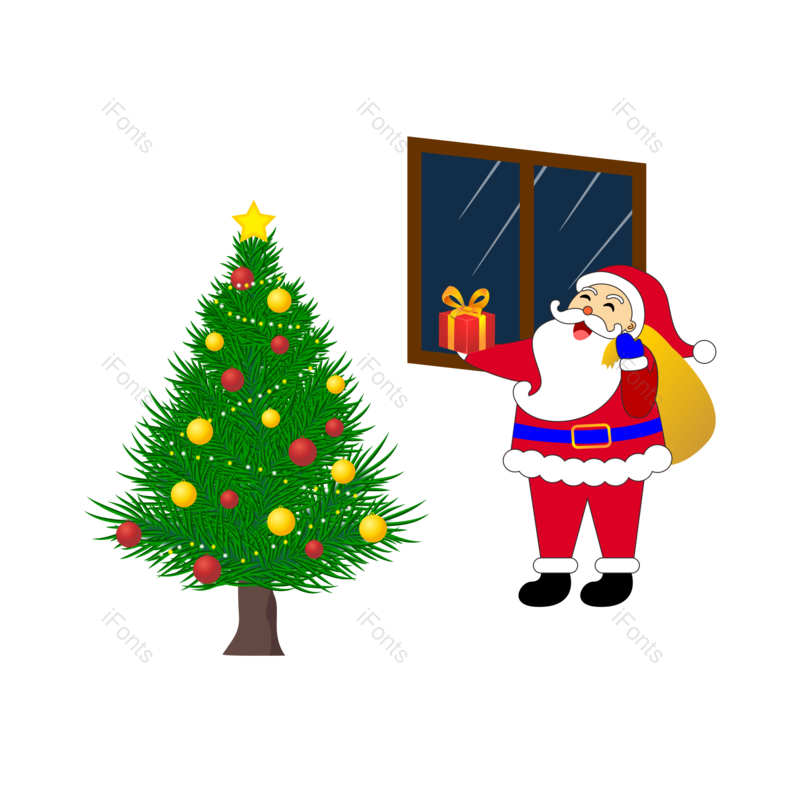 圣诞老人图片,圣诞礼物元素,圣诞节PNG,圣诞树免抠素材