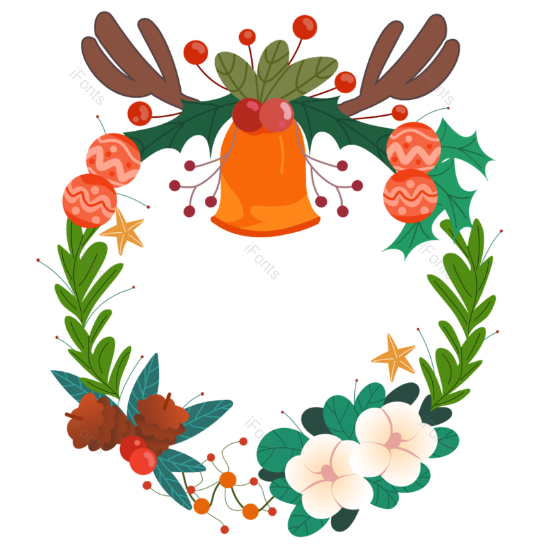 花环图片,扁平元素,圣诞节PNG,可爱免抠素材