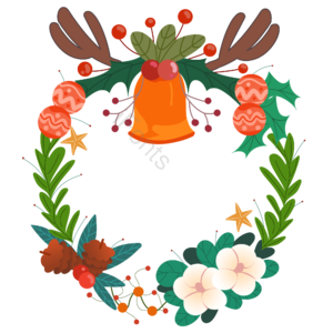 花环 圣诞节 铃铛 可爱 扁平