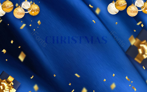 蓝色背景 绸缎效果 铂金 漂浮金片 纹理背景 礼盒 金色球体