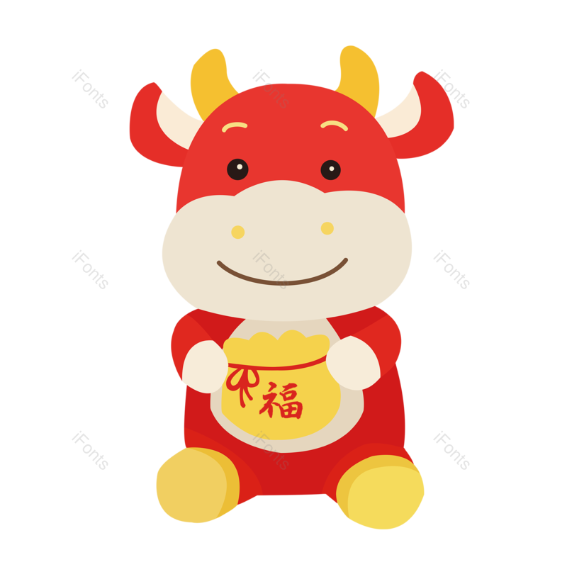 福袋图片,扁平元素,红色PNG,新年免抠素材