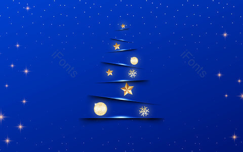 蓝色 星空背景 星星 星光 圣诞节 平安夜 圣诞树 立体球体