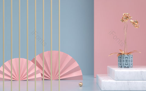 C4D 创意 空间 简约 展台 清新 海报背景 淘宝