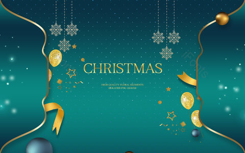 绿色背景 斑点底纹 气球 荧光 鎏金 雪花 立体球体