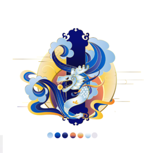 国风金线 剪纸叠加 十二生肖 龙 矢量素材 龙抬头 二月二