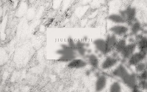 大理石 阴影 灰色 树叶 倒影 光影 名片样机