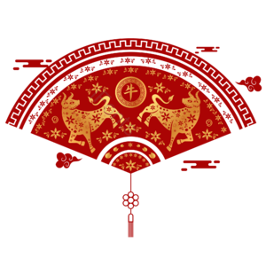 新年剪纸 牛年剪纸 扇子剪纸 红色喜庆 中国风 春节 年货节 国潮