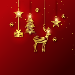 圣诞节 漂浮装饰品 鹿 礼物 金色圣诞吊饰