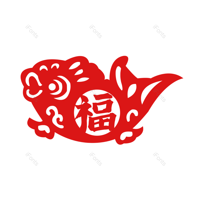 装饰图片,剪纸元素,简约PNG,红色免抠素材