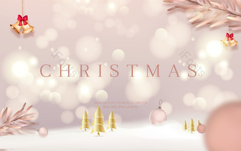 圣诞节背景 平安夜背景 圣诞树 松叶 铃铛 球体 雪地 光斑