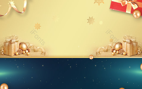 金色背景 蓝色背景 星光斑点 平安夜 圣诞节 金色礼盒 彩带 雪花