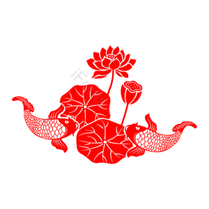 剪纸 荷花剪纸 鱼戏莲叶 荷叶 手绘剪纸