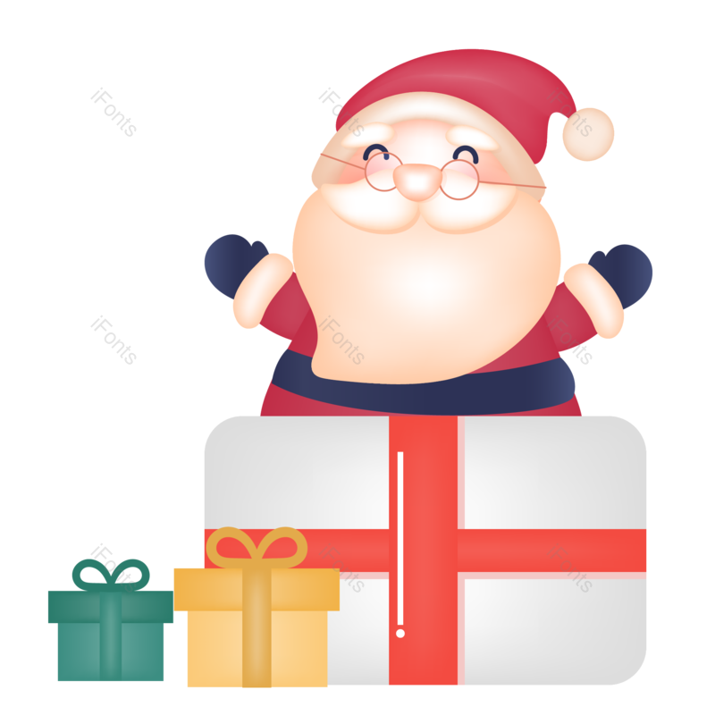 卡通图片,圣诞老人元素,礼物PNG,手绘免抠素材