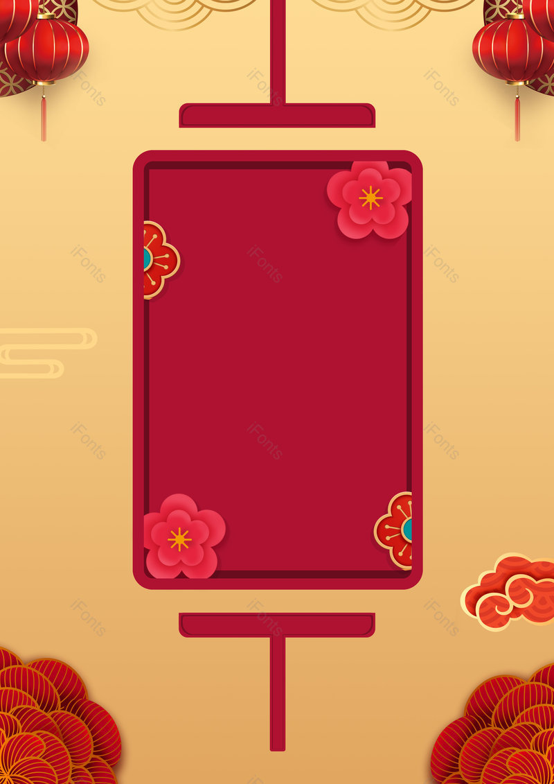 牛年新春国潮云纹氛围金色背景模板,插画/手绘图，插画/手绘图库，插画/手绘图下载,插画/手绘