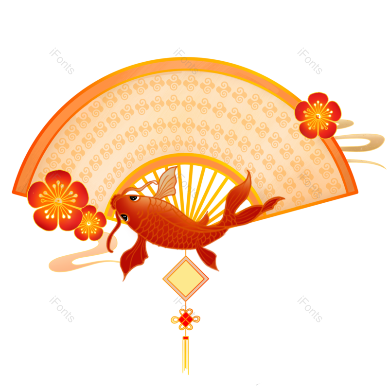 边框图片,中国风元素,花纹PNG,鲤鱼免抠素材