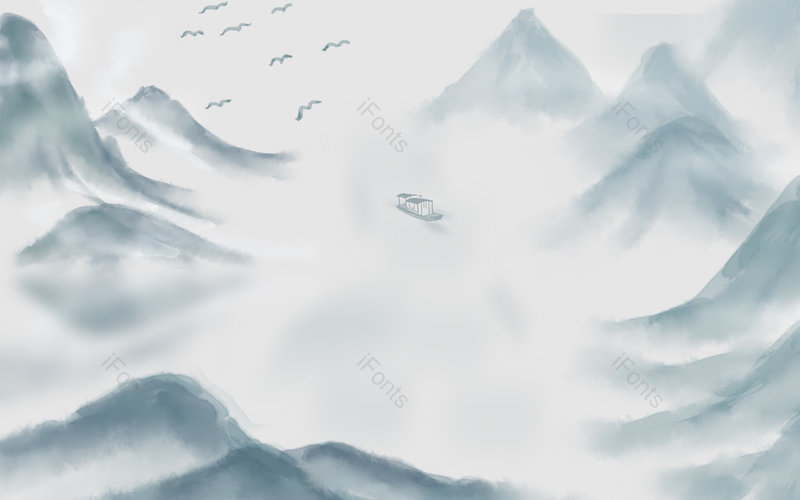 中国风复古国潮水墨山水群山背景,插画/手绘图，插画/手绘图库，插画/手绘图下载,插画/手绘