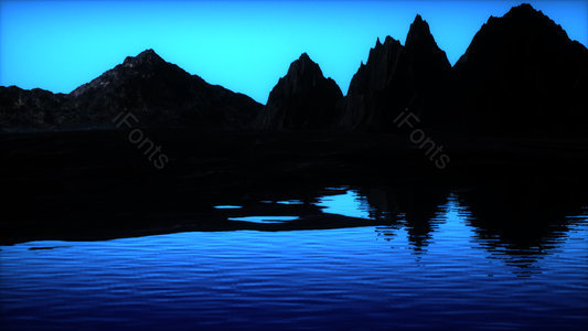 蓝色 星空 三维 水面 湖水 山水 C4D