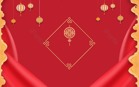 红色背景 喜庆背景 过节 新春 元旦 绸布 祥云 鲤鱼