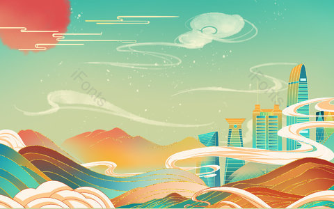 古风背景 中国风背景 国潮背景 海报背景 展板背景 PPT背景 建筑 山