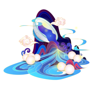 中国风 元宵节 金线 矢量素材 山水青花 国潮